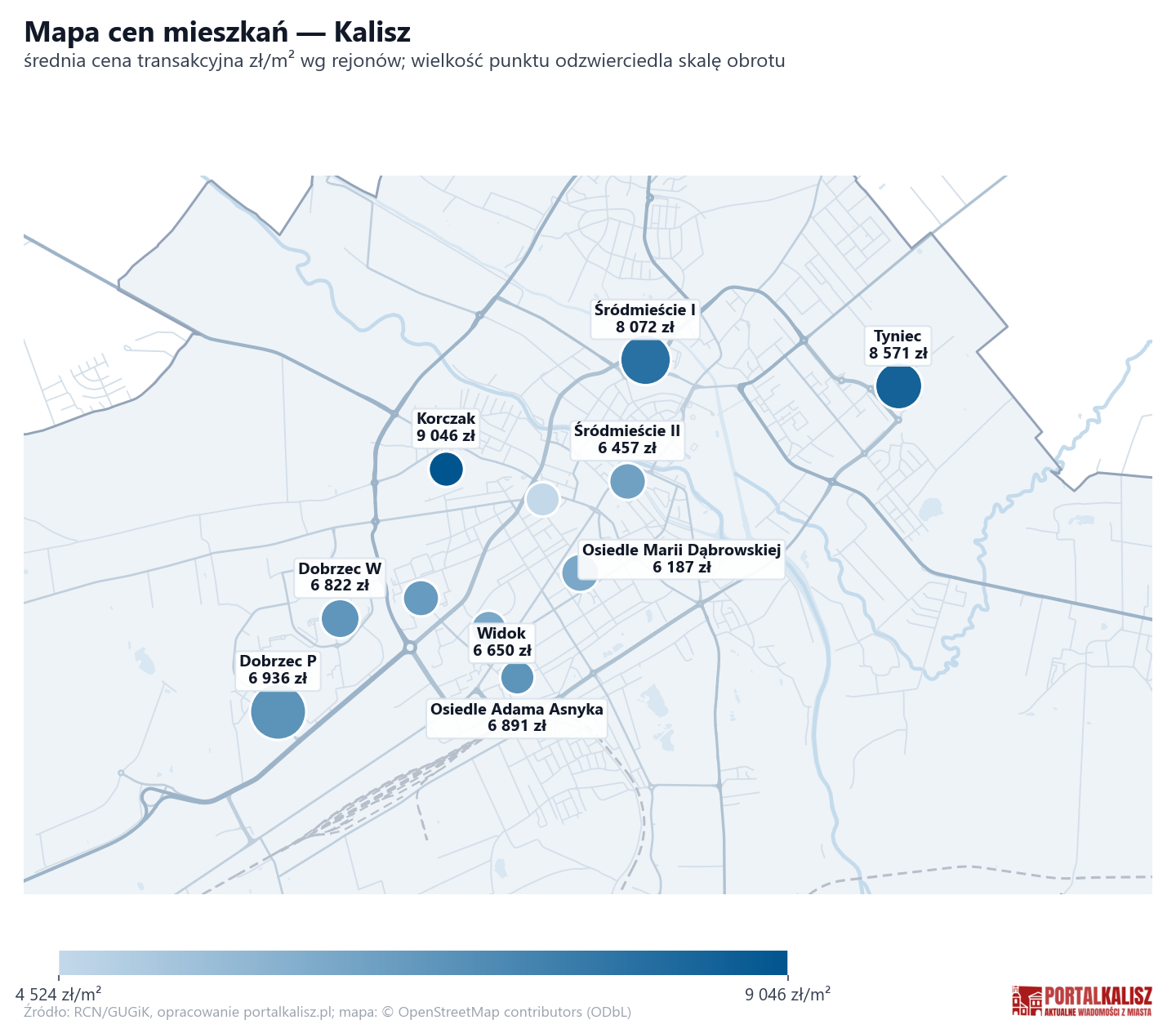 Mapa cen mieszkań - Kalisz