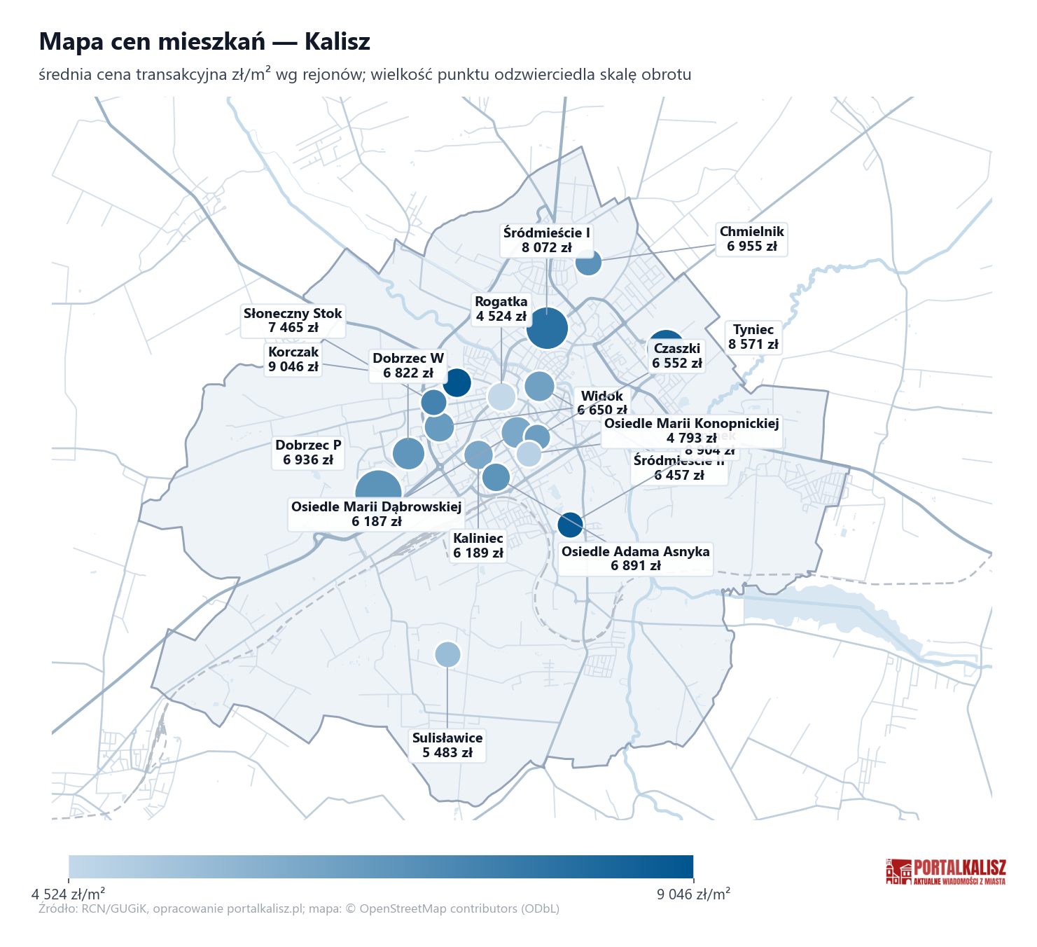 Mapa cen mieszkań - Kalisz