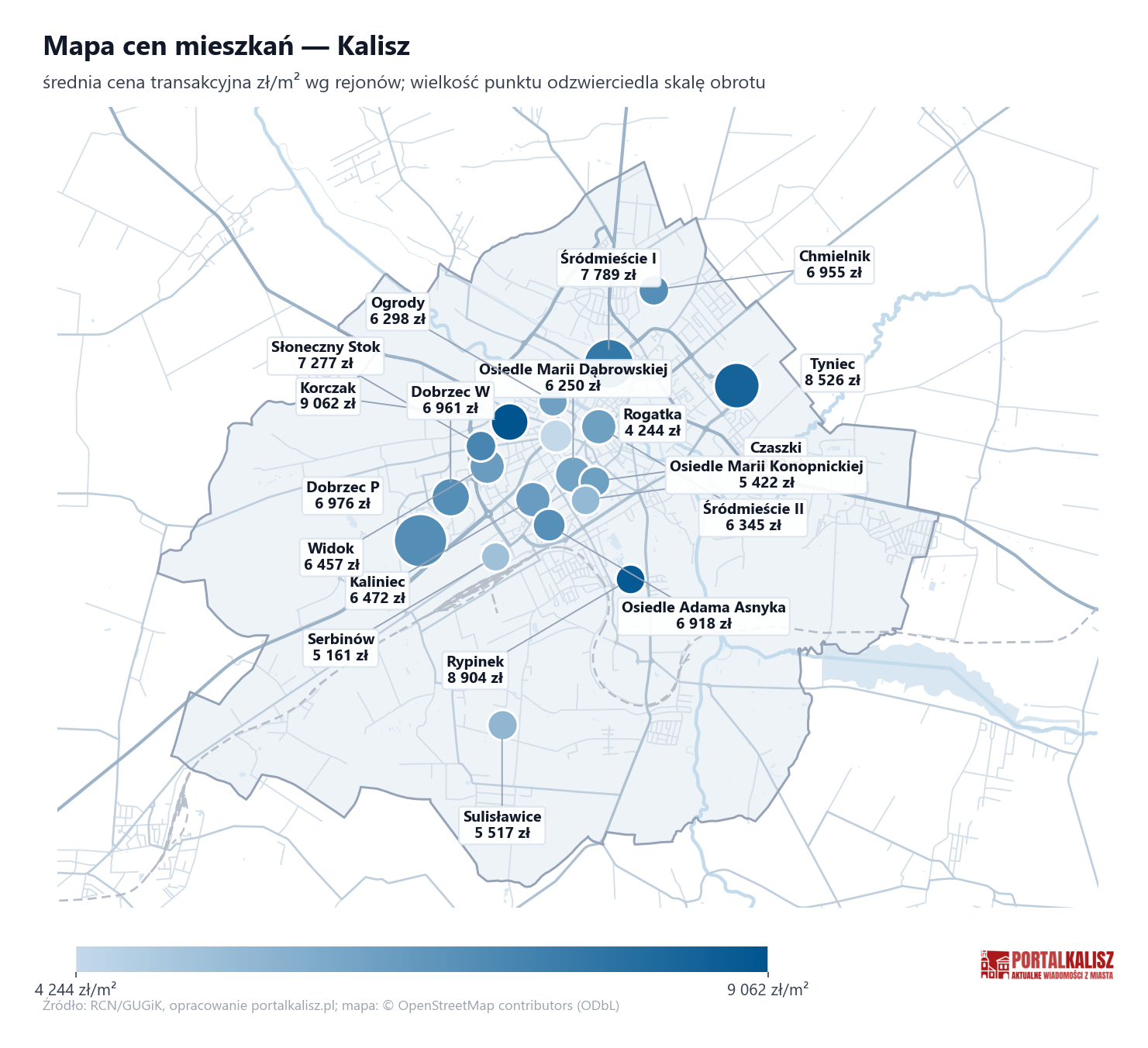 Mapa cen mieszkań - Kalisz