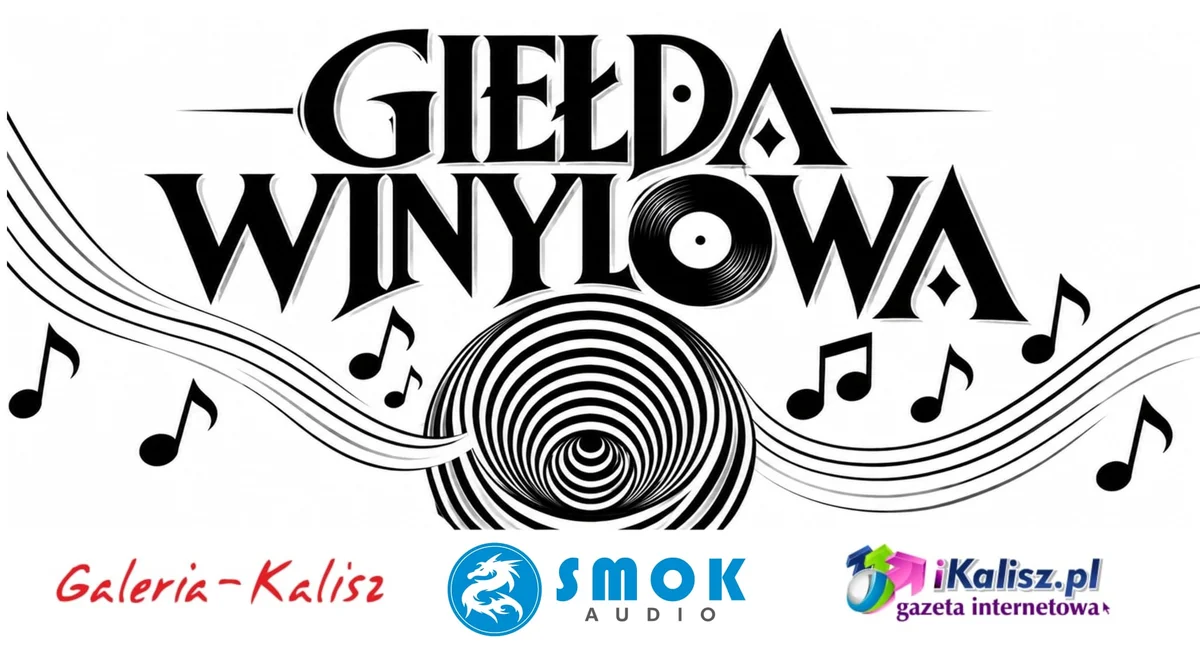 Grafika promocyjna wydarzenia Giełda Winylowa w Galerii Kalisz – muzyka na winylach