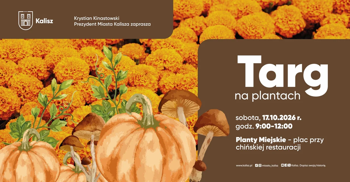 Grafika promocyjna wydarzenia Jesienny targ na Plantach w Kaliszu