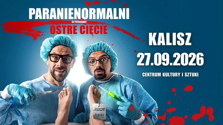 Grafika promocyjna wydarzenia Kabaret Paranienormalni — „Ostre Cięcie” w Kaliszu