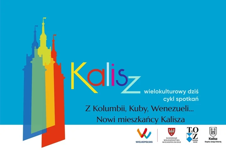 Obrazek przedstawia grafikę promocyjną wydarzenia Spotkanie z kulturami Ameryki Łacińskiej w Kaliszu