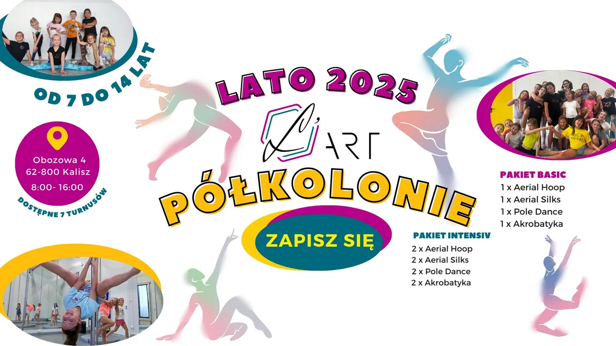 Grafika promocyjna wydarzenia Letnie półkolonie dla dzieci w Studio L’ART w Kaliszu