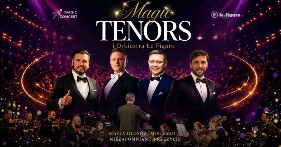 Grafika promocyjna wydarzenia MAGIC TENORS w Kaliszu