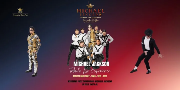 Grafika promocyjna wydarzenia Michael Jackson Tribute Live Experience Saschy Pazdery — koncert w Kaliszu
