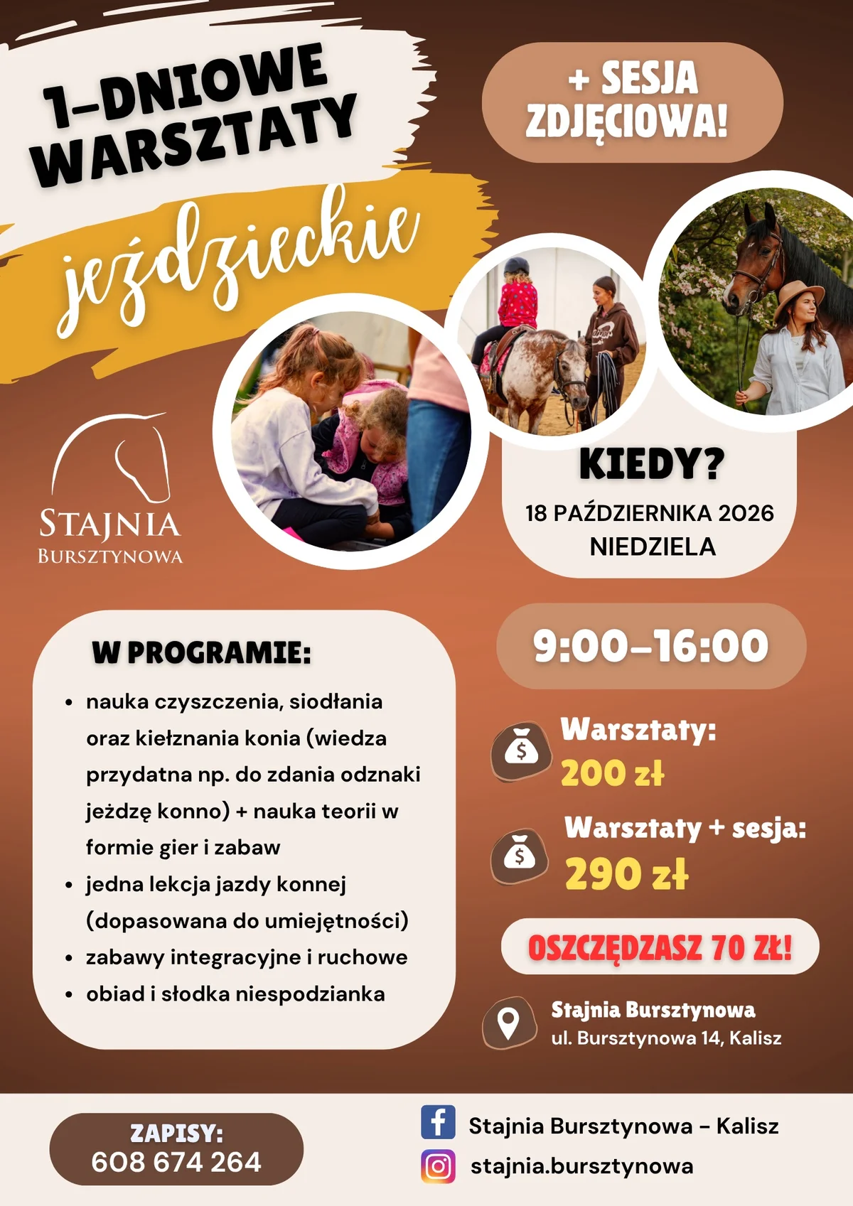 Grafika promocyjna wydarzenia Październikowe Warsztaty Jeździeckie w Kaliszu