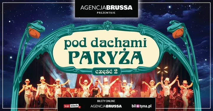 Grafika promocyjna wydarzenia Pod Dachami Paryża 2 w Kaliszu — wieczór francuskich chansons i kabaretu