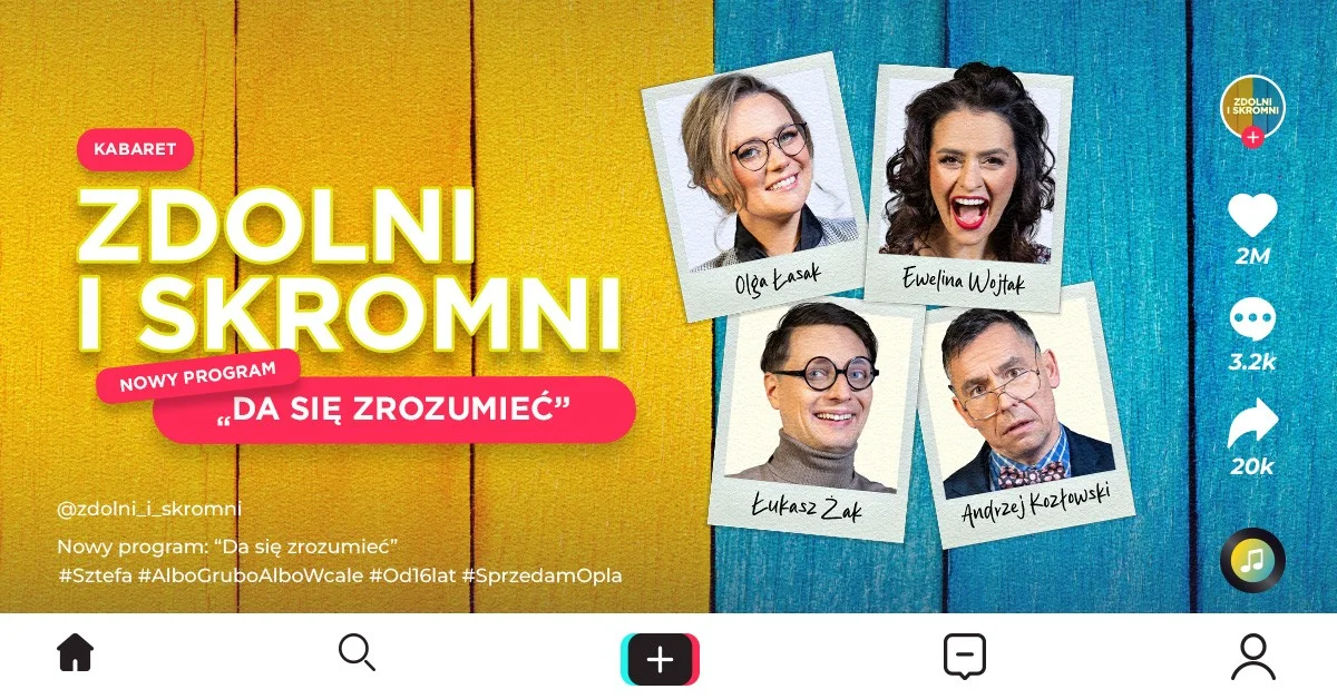 Grafika promocyjna wydarzenia Premiera trasy komediowej grupy Zdolni i Skromni w Kaliszu