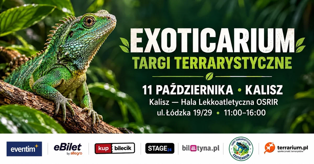 Grafika promocyjna wydarzenia Targi Terrarystyczne Exoticarium w Kaliszu