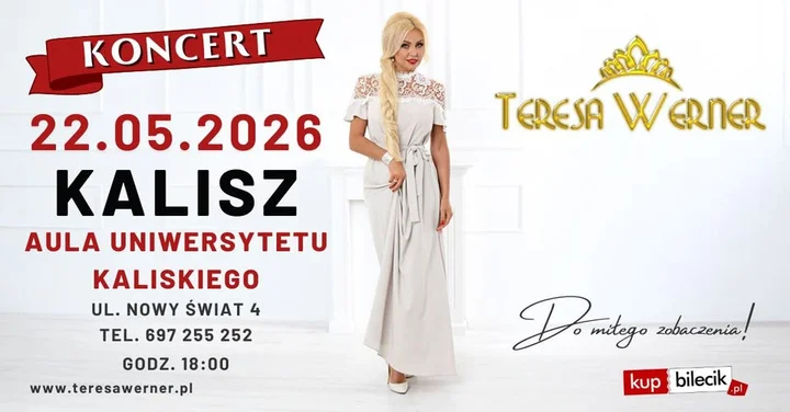 Grafika promocyjna wydarzenia Teresa Werner w Kaliszu
