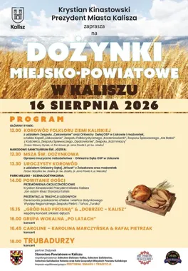 Grafika promocyjna wydarzenia Dożynki Miejsko-Powiatowe w Kaliszu