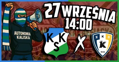 Grafika promocyjna wydarzenia KKS Kalisz – Kluczevia Stargard: mecz w Kaliszu