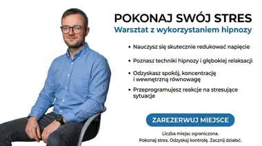 Grafika promocyjna wydarzenia POKONAJ SWÓJ STRES – warsztat relaksacji z hipnozą w Kaliszu