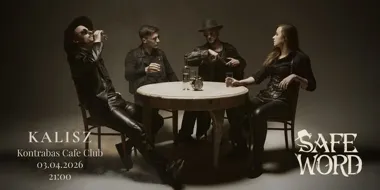 Grafika promocyjna wydarzenia SAFE WORD w Kontrabas Cafe Club w Kaliszu – koncert 3 kwietnia