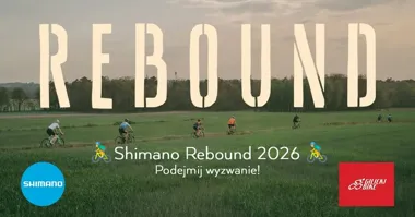 Grafika promocyjna wydarzenia SHIMANO REBOUND 2026 w Kaliszu. Gravelowa jazda bez ścigania i bez opłat
